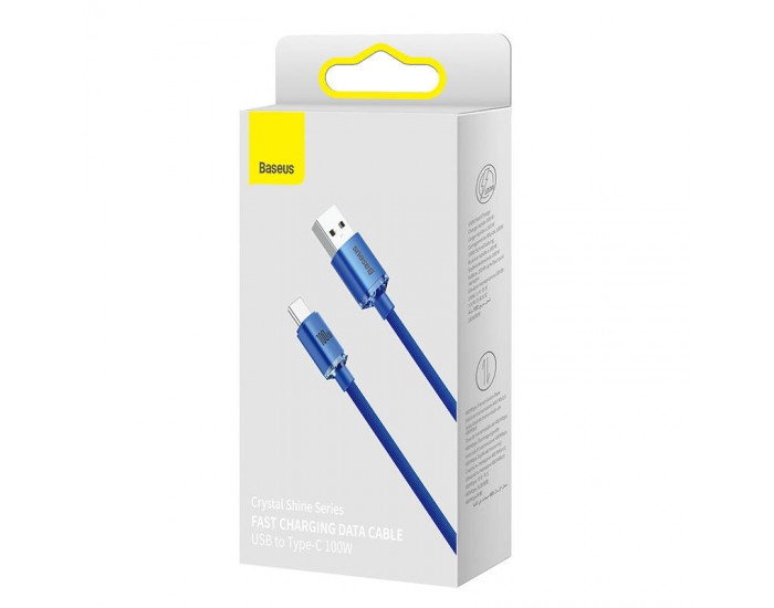 Кабел Baseus Crystal Shine USB Type A към USB Type C 100W 2м CAJY000503 - син