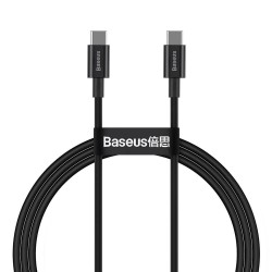 Кабел Baseus Superior USB Type-C към Type-C, PD 2.0 100W, 2м, CATYS-C01 - черен - Разклонители, Зарядни и Кабели
