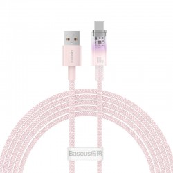Кабел Baseus Explorer USB към USB-C 100W 2м CATS010504 - розов - Разклонители, Зарядни и Кабели