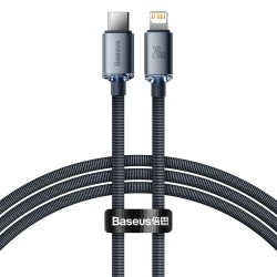 Кабел Baseus CAJY000201 Crystal Shine USB Type C към Lightning 20W 1.2м - черен - Разклонители, Зарядни и Кабели