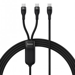 Кабел Baseus Flash Series Ⅱ Fast Charging 2 в 1 USB-C - 2xUSB-C 100W 1.5м CASS060001 - черен - Разклонители, Зарядни и Кабели