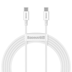 Кабел Baseus Superior CATYS-C02 USB Type C - USB Type C QC / PD / FCP 100W 5A 20V 2м - бял - Разклонители, Зарядни и Кабели