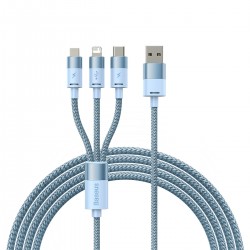 Кабел Baseus StarSpeed USB към M+L+C 3.5A Fast Charging 1.2м  - син - Разклонители, Зарядни и Кабели
