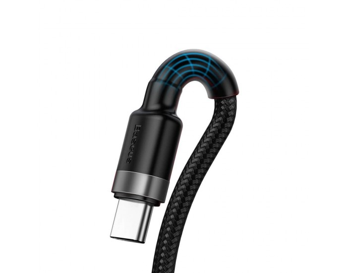 Кабел Baseus CATKLF-PG1 Cafule USB-А към USB-C с въжена оплетка и бързо зареждане 1м черен