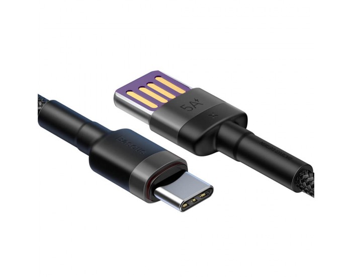 Кабел Baseus CATKLF-PG1 Cafule USB-А към USB-C с въжена оплетка и бързо зареждане 1м черен