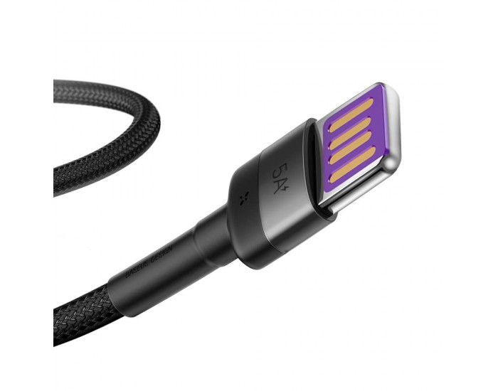 Кабел Baseus CATKLF-PG1 Cafule USB-А към USB-C с въжена оплетка и бързо зареждане 1м черен
