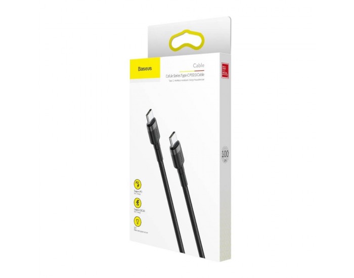 Кабел Baseus CATKLF-GG1 Cafule USB-C към USB-C PD 2.0 60W 1м черен-сив