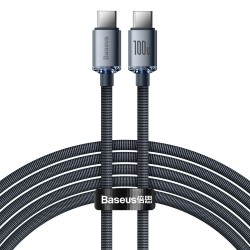 Кабел Baseus Crystal Shine Type-C към Type-C 100W черен 2 м - Разклонители, Зарядни и Кабели
