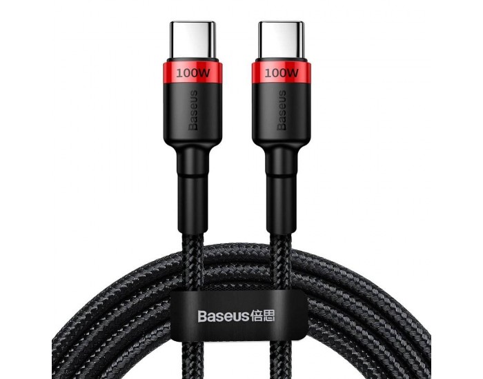 Кабел Baseus Cafule USB Type-C към Type-C Power Delivery 2.0, 100W, 20V, 5A, 2м, черен