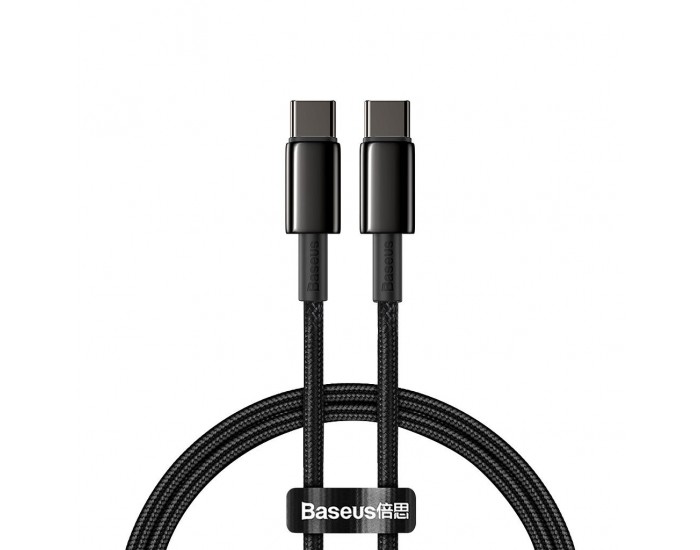 Кабел Baseus Tungsten Gold USB Type-C към USB Type-C, 1м, черен