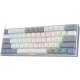 RGB Кабелна/Bluetooth 5/2.4GHz механична геймърска клавиатура Redragon K616-RGB-WG_RD Fizz PRO Red Switch - бяло/сиво