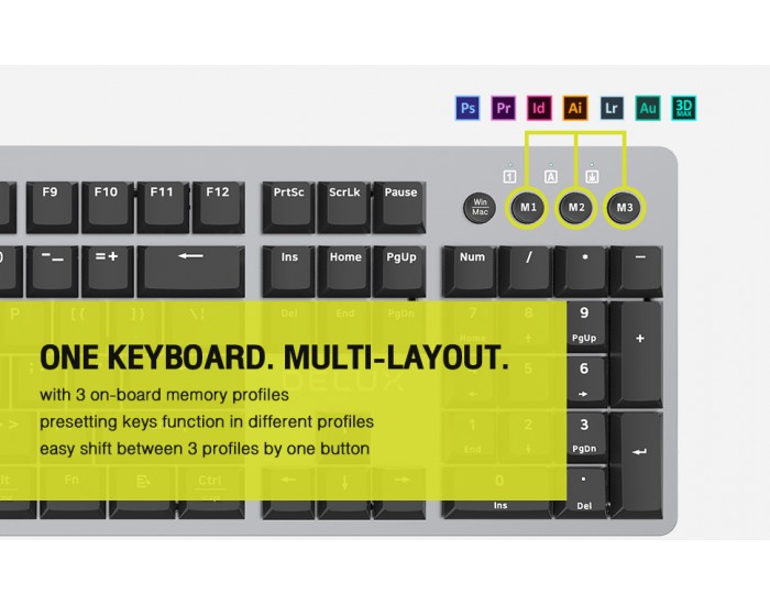 Клавиатура Delux KS100U USB Designer version механична US Layout
