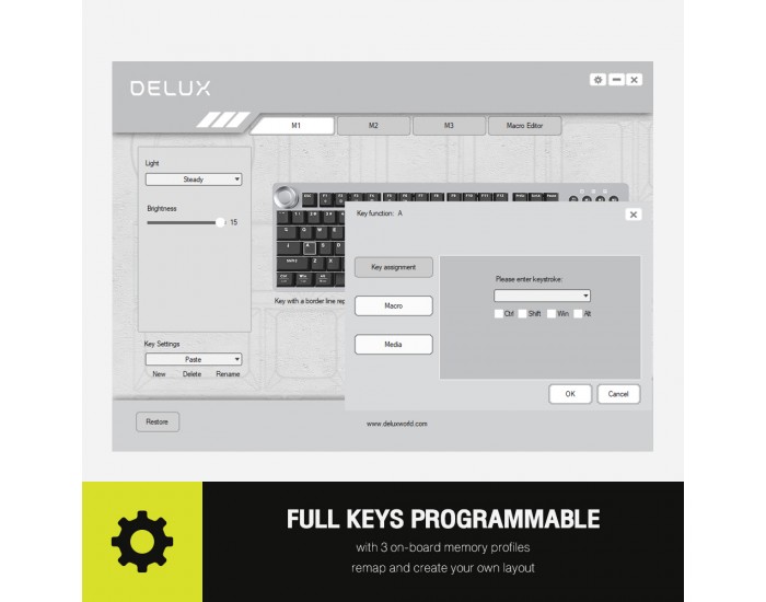 Клавиатура Delux KS100U USB Designer version механична US Layout