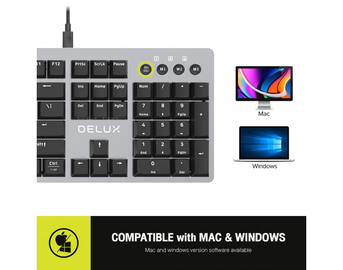 Клавиатура Delux KS100U USB Designer version механична US Layout