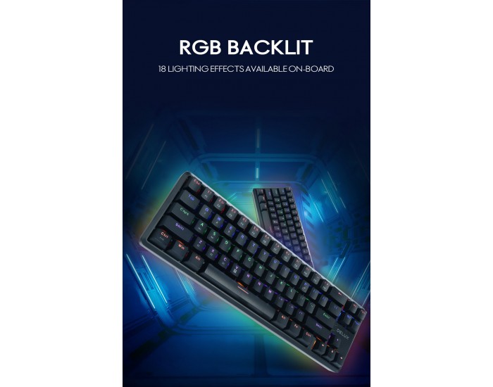 Клавиатура Delux KM32 механична геймърска USB Type-C/Bluetooth v5.0 Rainbow RGB LED