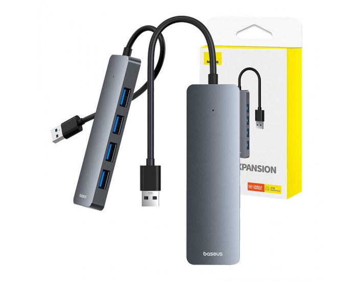USB хъб Baseus 4 в 1 UltraJoy Lite USB-А към USB 3.0, 15 см B0005280B811-00 - сив