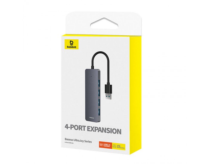 USB хъб Baseus 4 в 1 UltraJoy Lite USB-А към USB 3.0, 15 см B0005280B811-00 - сив