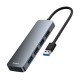 USB хъб Baseus 4 в 1 UltraJoy Lite USB-А към USB 3.0, 15 см B0005280B811-00 - сив