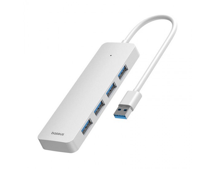 USB хъб Baseus 4 в 1 UltraJoy Lite USB-А към USB 3.0, 15 см B0005280B211-00 - бял