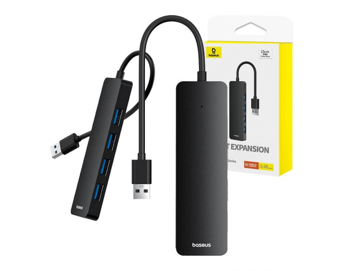 USB хъб Baseus 4 в 1 UltraJoy Lite USB-А към USB 3.0, 15 см B0005280B111-00 - черен