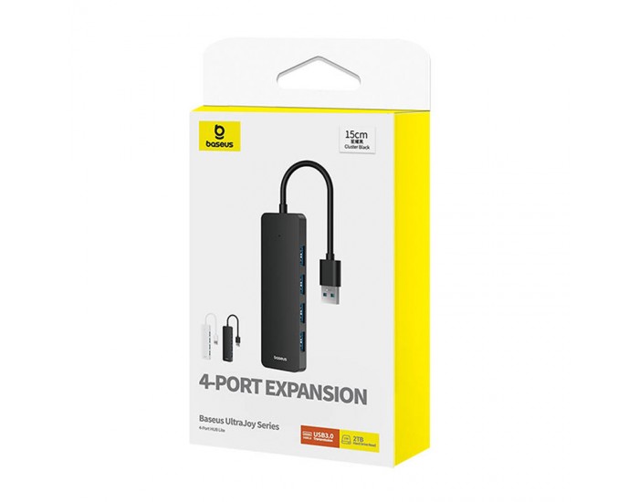 USB хъб Baseus 4 в 1 UltraJoy Lite USB-А към USB 3.0, 15 см B0005280B111-00 - черен