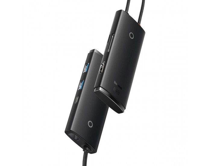 USB хъб Baseus WKQX050001 Type-C Lite Series 6 в 1, мултифункционален, черен