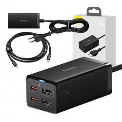 Зарядно устройство Baseus GaN5 Pro HUB HDMI 2 x USB-C / USB-A / HDMI 4K 30Hz 1.5м + USB-C кабел - USB-C 100W 40Gb/s USB4 1м CCGP110201 - черно - Офис