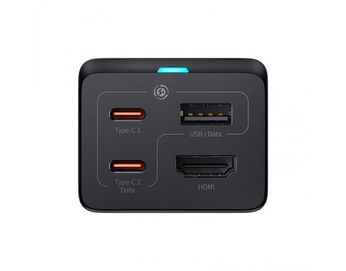 Зарядно устройство Baseus GaN5 Pro HUB HDMI 2 x USB-C / USB-A / HDMI 4K 30Hz 1.5м + USB-C кабел - USB-C 100W 40Gb/s USB4 1м CCGP110201 - черно