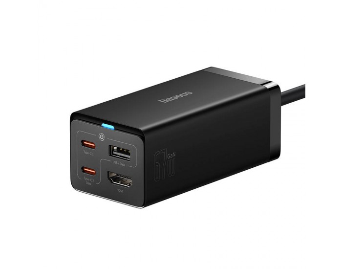 Зарядно устройство Baseus GaN5 Pro HUB HDMI 2 x USB-C / USB-A / HDMI 4K 30Hz 1.5м + USB-C кабел - USB-C 100W 40Gb/s USB4 1м CCGP110201 - черно