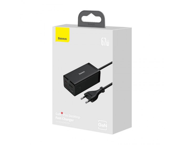 Зарядно устройство Baseus GaN5 Pro HUB HDMI 2 x USB-C / USB-A / HDMI 4K 30Hz 1.5м + USB-C кабел - USB-C 100W 40Gb/s USB4 1м CCGP110201 - черно