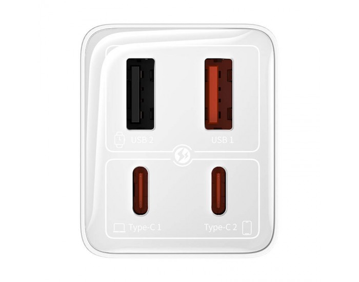 Зарядно устройство Baseus GAN6 Pro, 2xUSB-C + 2xUSB, 65W P10162701213-00 - бяло