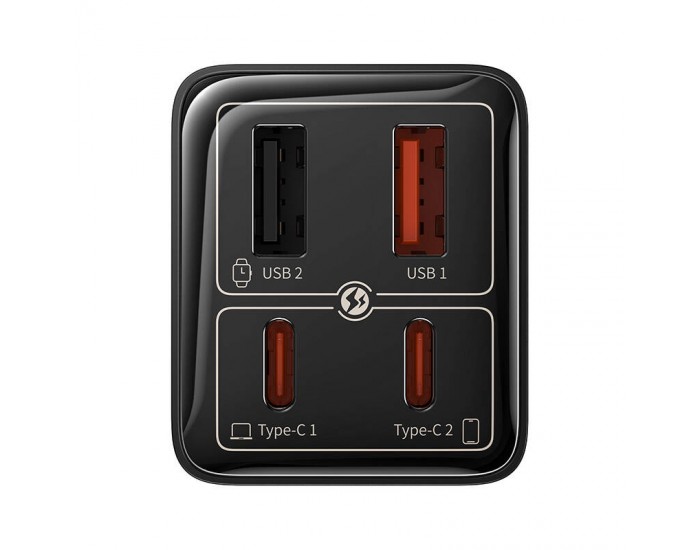 Зарядно устройство Baseus GAN6 Pro, 2xUSB-C + 2xUSB, 65W P10162701113-00 - черно