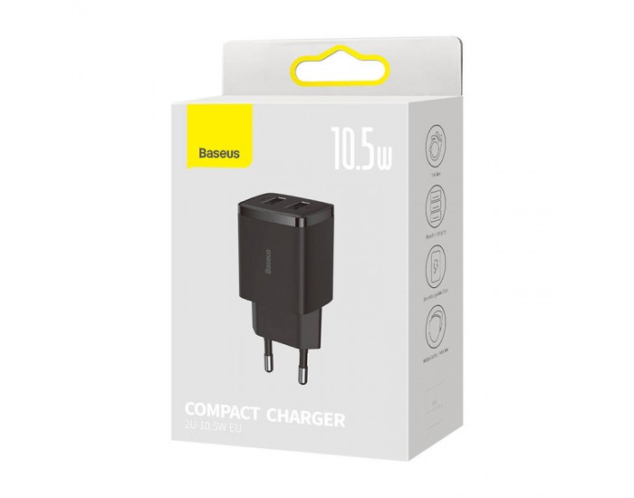 Зарядно устройство Baseus, 2x USB, 10,5 W CCXJ010201 - черно