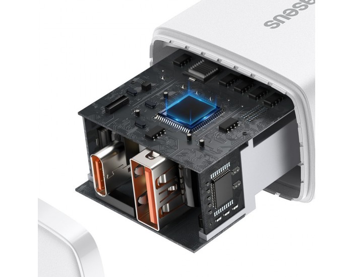 Зарядно устройство Baseus USB към USB Type C 20W 3A Quick Charge 3.0 CCXJ-B02 - бяло