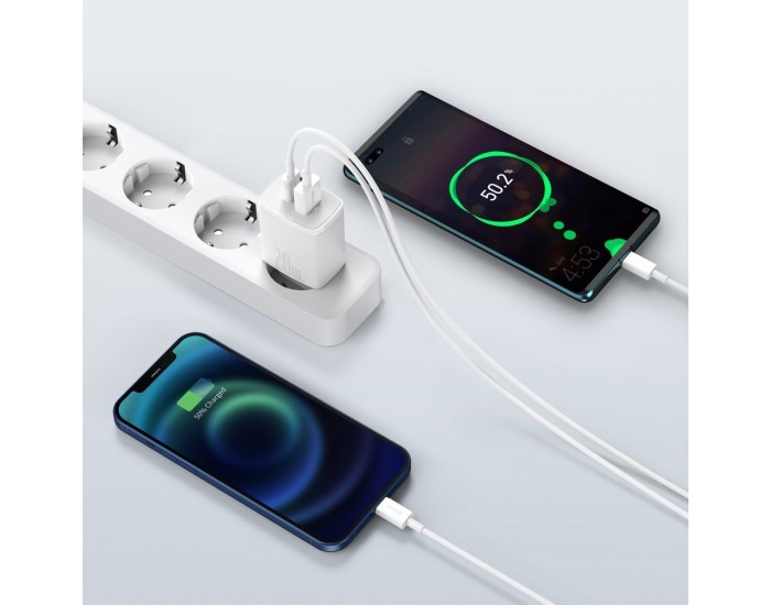 Зарядно устройство Baseus USB към USB Type C 20W 3A Quick Charge 3.0 CCXJ-B02 - бяло
