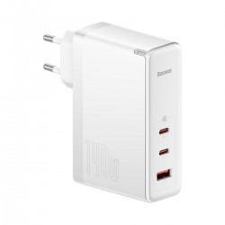 Зарядно устройство Baseus GaN5 Pro fast charger 2xUSB-C+USB 140W CCGP100202 - бял - Офис