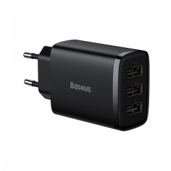 Зарядно устройство Baseus Compact CCXJ020101 с USB троен порт 17W черно - Офис