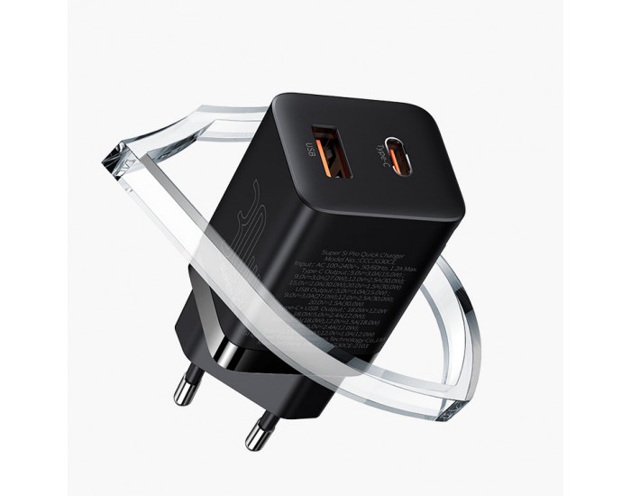 Зарядно устройство Baseus Super Pro USB-A към USB-C 30W CCSUPP-E01 - черно