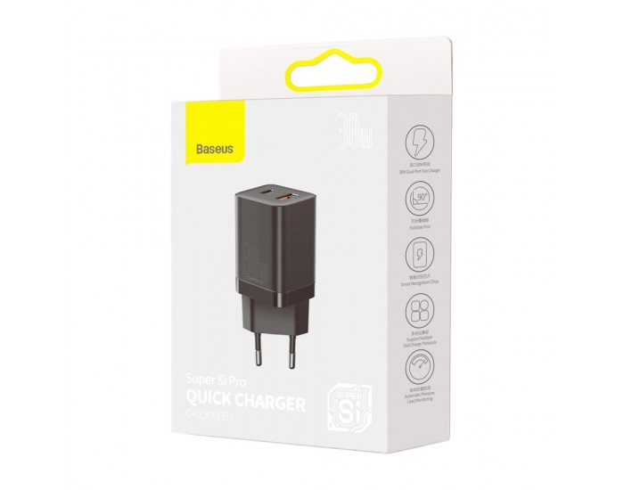 Зарядно устройство Baseus Super Pro USB-A към USB-C 30W CCSUPP-E01 - черно