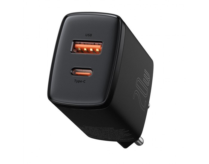 Зарядно устройство Baseus USB към USB Type C 20W 3A Quick Charge 3.0 CCXJ-B01 - черно
