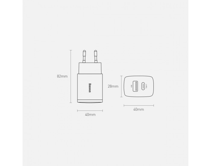 Зарядно устройство Baseus USB към USB Type C 20W 3A Quick Charge 3.0 CCXJ-B01 - черно