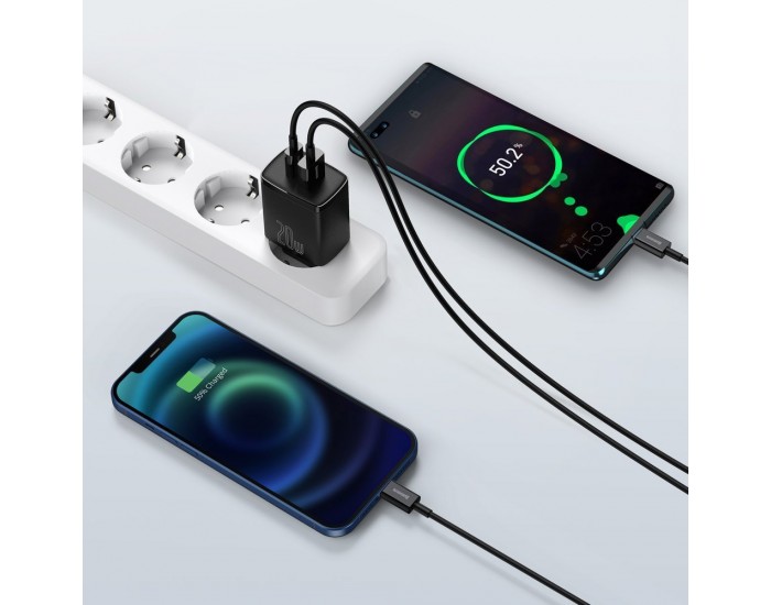 Зарядно устройство Baseus USB към USB Type C 20W 3A Quick Charge 3.0 CCXJ-B01 - черно