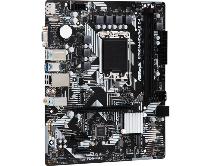ASROCK MB Desktop B760M-HDV/M.2 D4 (S1700, 2x DDR4, 1x PCIe 4.0 x16, 2x PCIe 3.0 x1, 1x Hyper M.2 PCIe Gen4x4, 1x M.2 Ultra Gen3x4, 4x SATA3, 1x USB-C, 5x USB 3.2, 5x USB 2.0, 1xRJ-45 1Gbit, 1x VGA, 1x HDMI, 1x DP, mATX