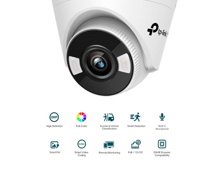 3MP пълноцветна куполна мрежова камера TP-Link 3MP VIGI C430(4mm)