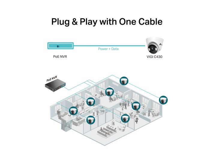 3MP пълноцветна куполна мрежова камера TP-Link 3MP VIGI C430(4mm)