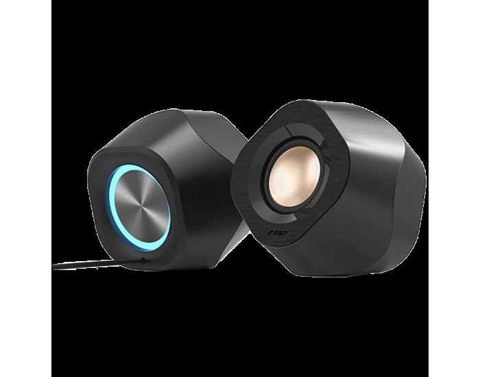 F&D V720 2.0 Multimedia Gaming Speakers, 8W (4Wx2), 2x2.25'' Speakers , BT 5.0/AUX/USB/Multi-color LED/Wire Control Design/Small Elevation Angle Design/Black F&D V720 2.0 Multimedia Gaming Speakers, 8W (4Wx2), 2x2.25'' Speakers , BT 5.0/AUX/USB/Multi-color LED/Wire Control Design/Small Elevation Angle Design/Black