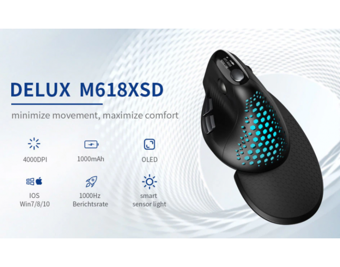 Mишка Delux M618XSD вертикална USB/безжична/Bluetooth