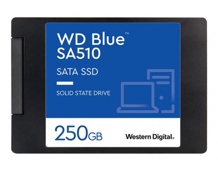 WD Blue SA510 SSD 250GB SATA III 6Gb/s cased 2.5inch 7mm internal single-packed WD Blue SA510 SSD 250GB SATA III 6Gb/s cased 2.5inch 7mm internal single-packed