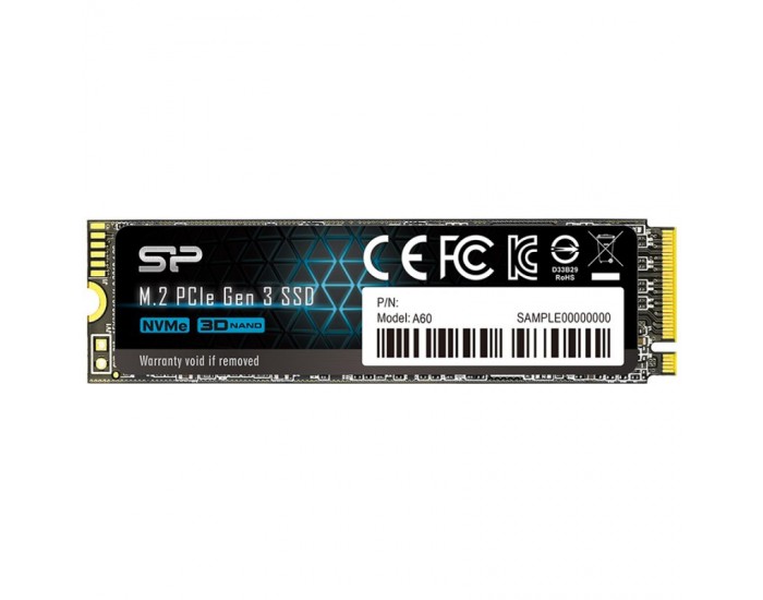SILICON POWER A60 512GB SSD, M.2 2280, PCIe Gen3x4, SLC Cache, Read/Write: 2200/1600 Mb/s SILICON POWER A60 512GB SSD, M.2 2280, PCIe Gen3x4, SLC Cache, Read/Write: 2200/1600 Mb/s