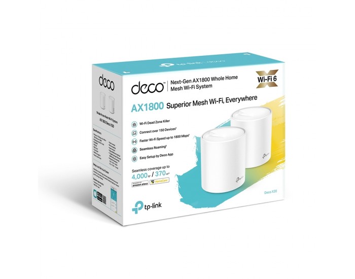 Безжична Wi-fi 6 Mesh система TP-Link Deco X20(1-pack) AX1800